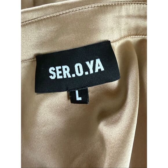 SER.O.YA Karry Silk Side Fasten Blouse in Natural Beige Size L - Picture 9 of 12